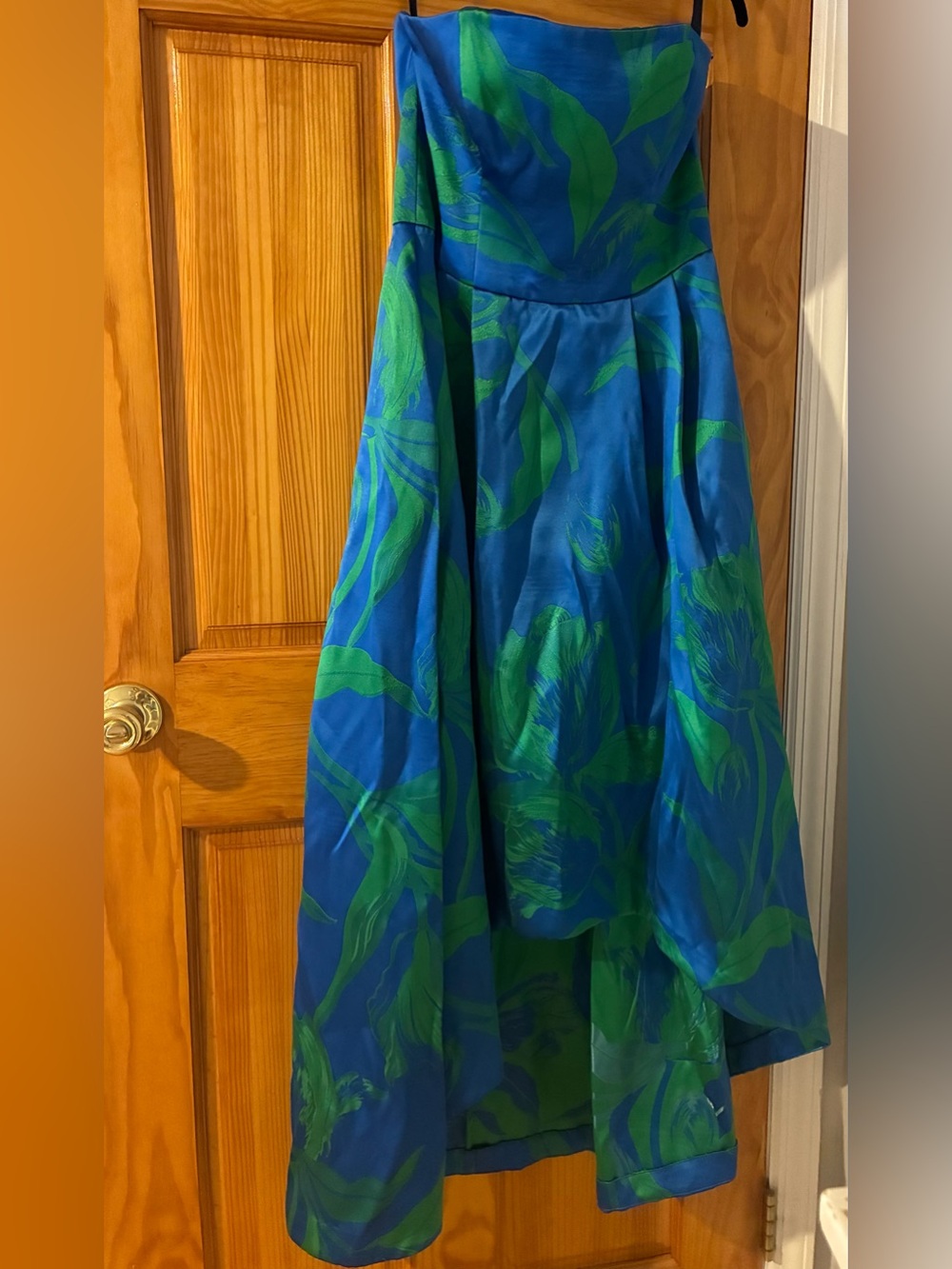 Shoshanna Strapless Blue and Green Floral High-Low Dress NWT
